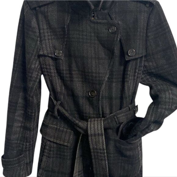 80% wool warm plaid check trench coat as seen on Kate Middleton size L - Picture 11 of 11